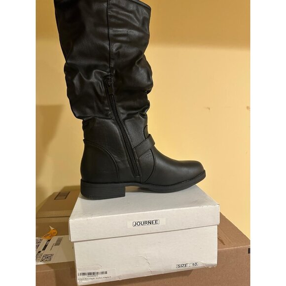 Journee Collection Womens Leather Stormy Riding Boot Buckle Detail Black Size 10 - Picture 5 of 5